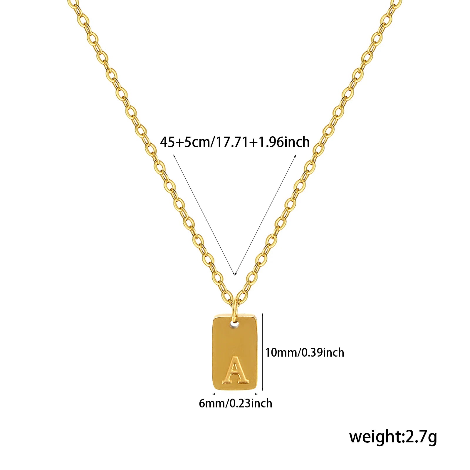Exquisite Necklace 18K Gold Plated 304 Stainless Steel Capital Alphabet Initial Letter Message " A-Z " Pendant Necklace Unisex