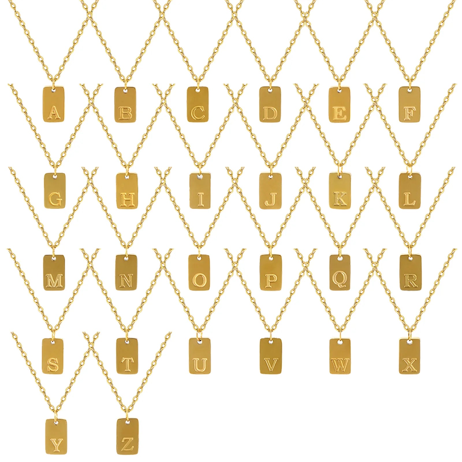 Exquisite Necklace 18K Gold Plated 304 Stainless Steel Capital Alphabet Initial Letter Message " A-Z " Pendant Necklace Unisex