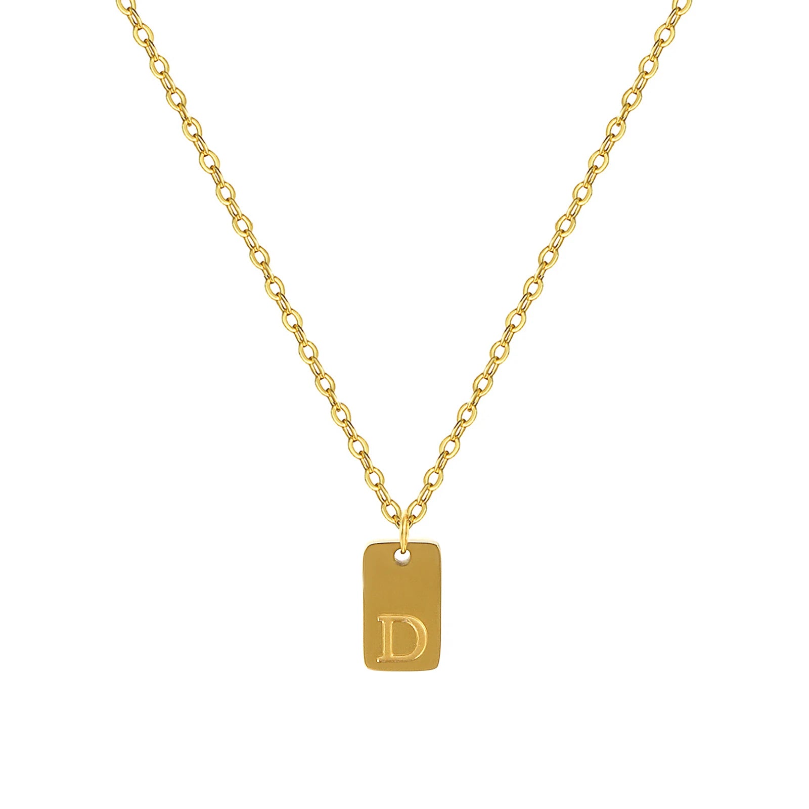 Exquisite Necklace 18K Gold Plated 304 Stainless Steel Capital Alphabet Initial Letter Message " A-Z " Pendant Necklace Unisex