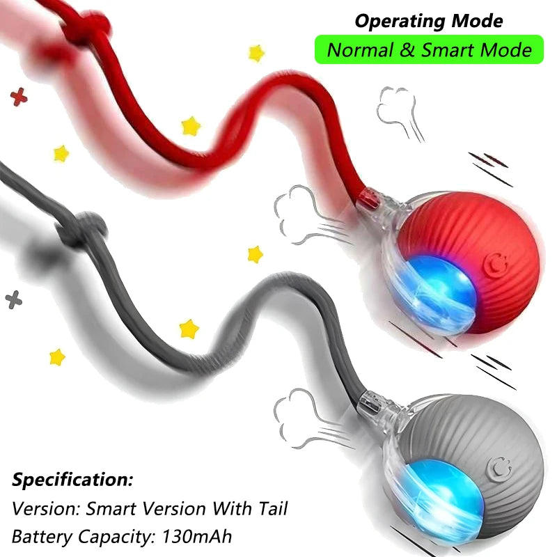 iLMH 1/2 PCS Cat Interactive Ball Toy Automatic Rolling Ball Faux Tail Rechargeable Smart Pet Electric Toy Pet Toy Imitate Mouse