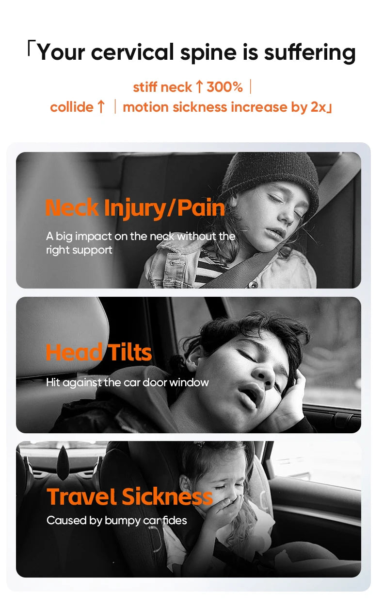6-Way Adjustable Thickened Memory Foam Car Headrest Neck Pillow, Travel Car Sleeping,Suitable for Kids and Adults