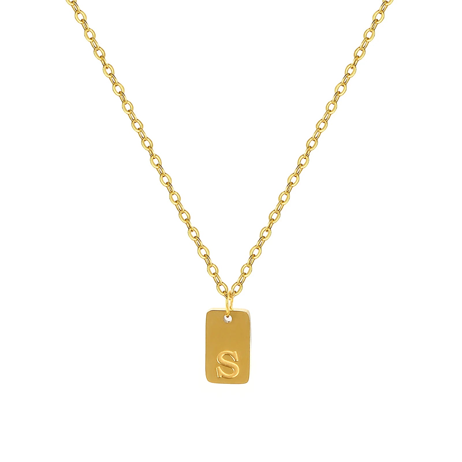 Exquisite Necklace 18K Gold Plated 304 Stainless Steel Capital Alphabet Initial Letter Message " A-Z " Pendant Necklace Unisex