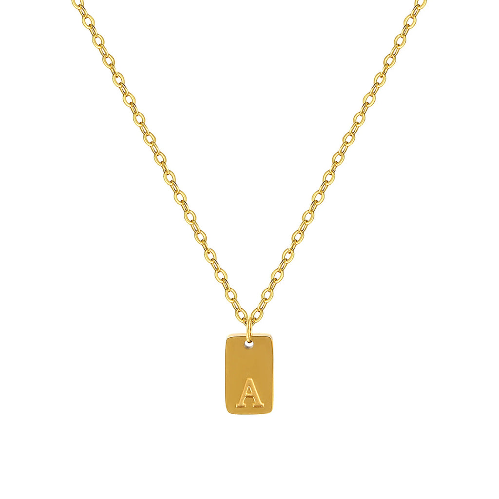 Exquisite Necklace 18K Gold Plated 304 Stainless Steel Capital Alphabet Initial Letter Message " A-Z " Pendant Necklace Unisex