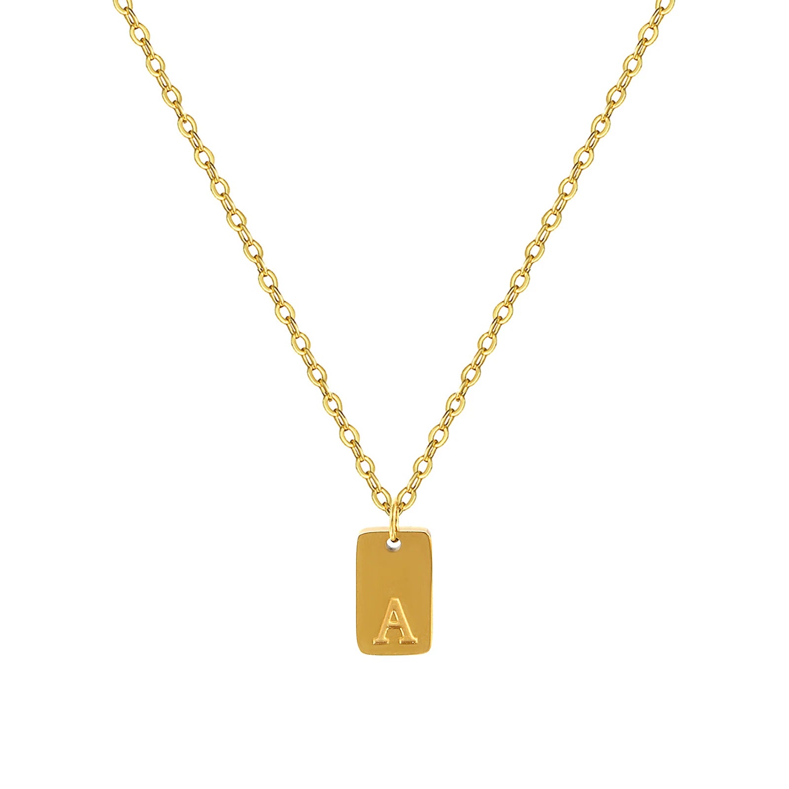 Exquisite Necklace 18K Gold Plated 304 Stainless Steel Capital Alphabet Initial Letter Message " A-Z " Pendant Necklace Unisex