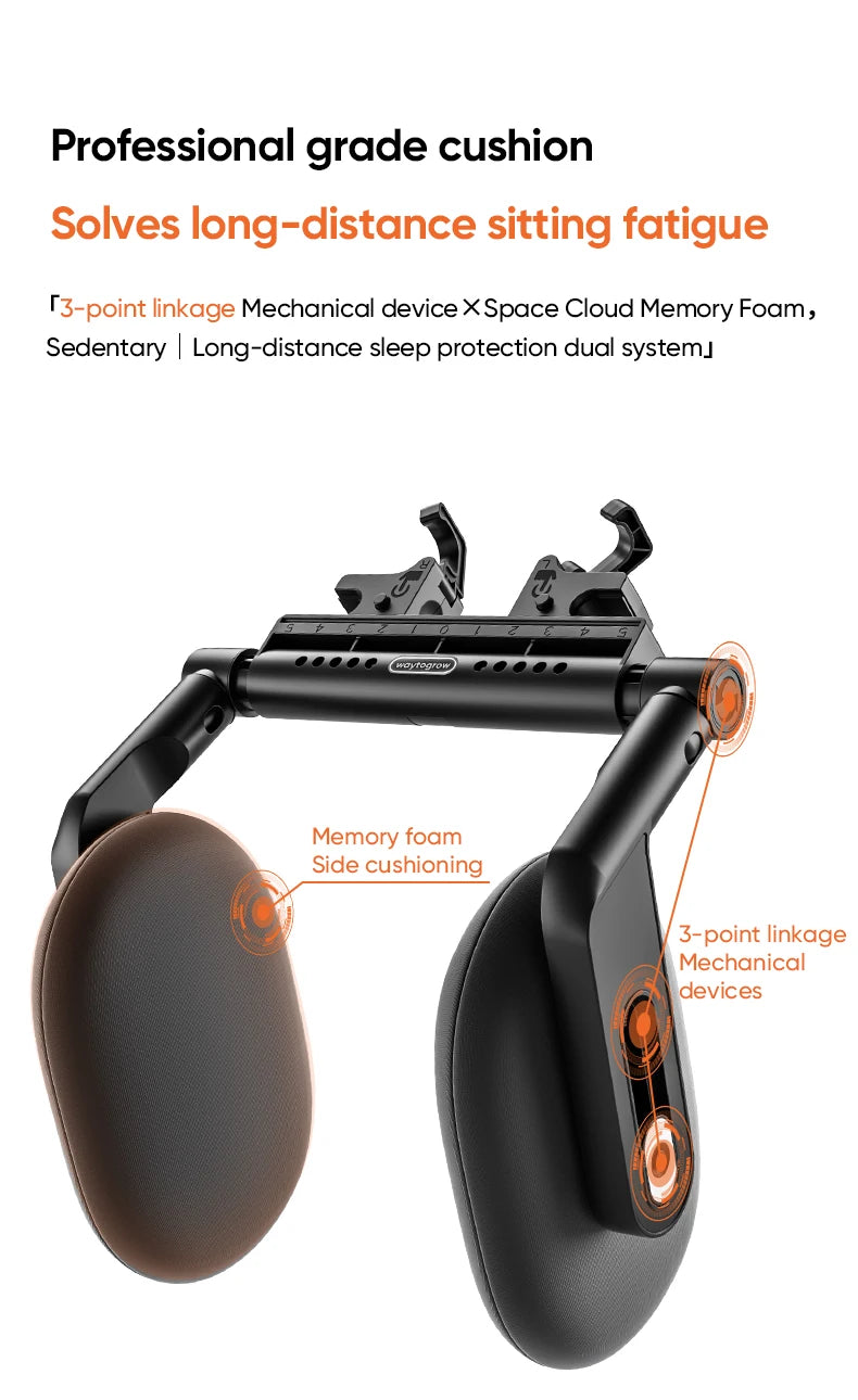 6-Way Adjustable Thickened Memory Foam Car Headrest Neck Pillow, Travel Car Sleeping,Suitable for Kids and Adults