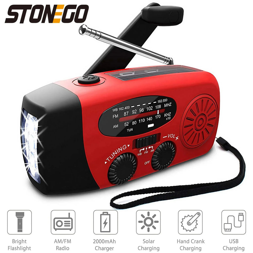 Multifunctional Portable Radio Hand Crank Solar Power FM AM WB NOAA Weather Radio Emergency LED Flashlight Flashlight Power Bank