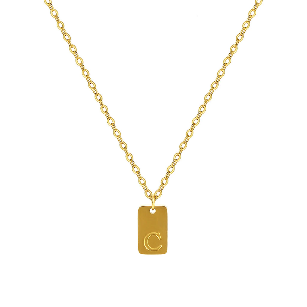 Exquisite Necklace 18K Gold Plated 304 Stainless Steel Capital Alphabet Initial Letter Message " A-Z " Pendant Necklace Unisex