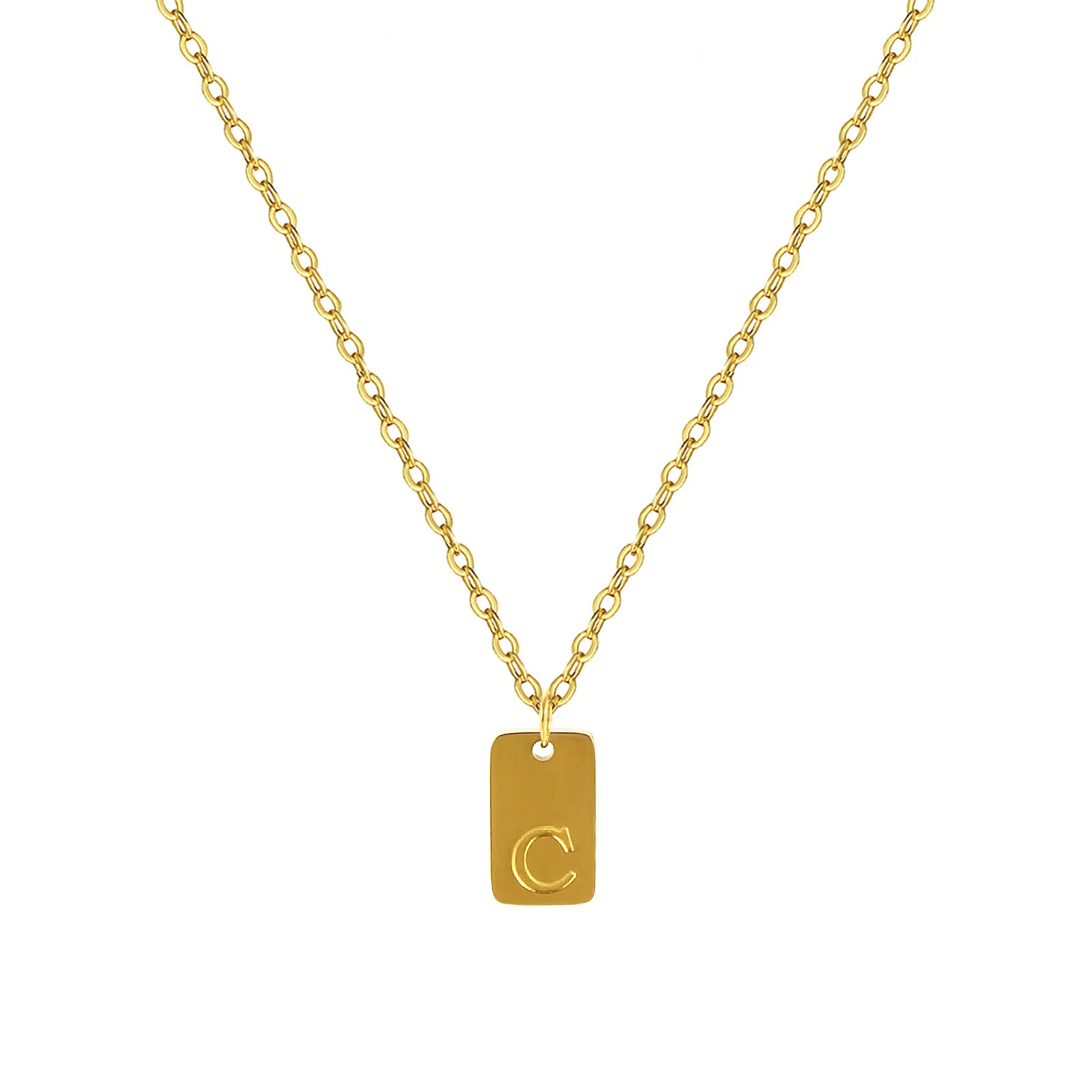 Exquisite Necklace 18K Gold Plated 304 Stainless Steel Capital Alphabet Initial Letter Message " A-Z " Pendant Necklace Unisex