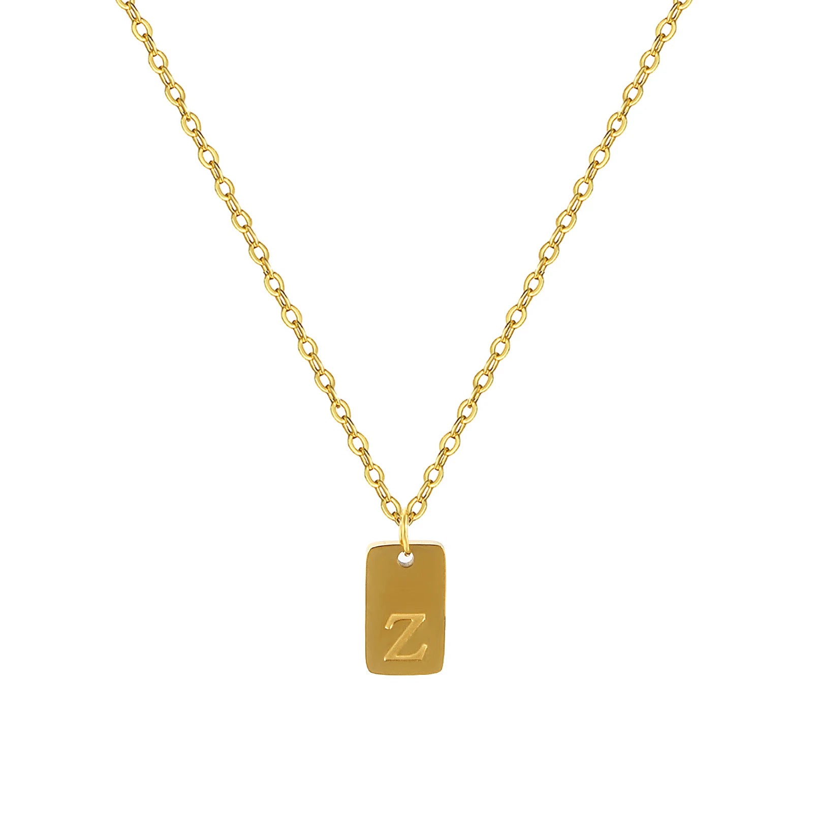 Exquisite Necklace 18K Gold Plated 304 Stainless Steel Capital Alphabet Initial Letter Message " A-Z " Pendant Necklace Unisex