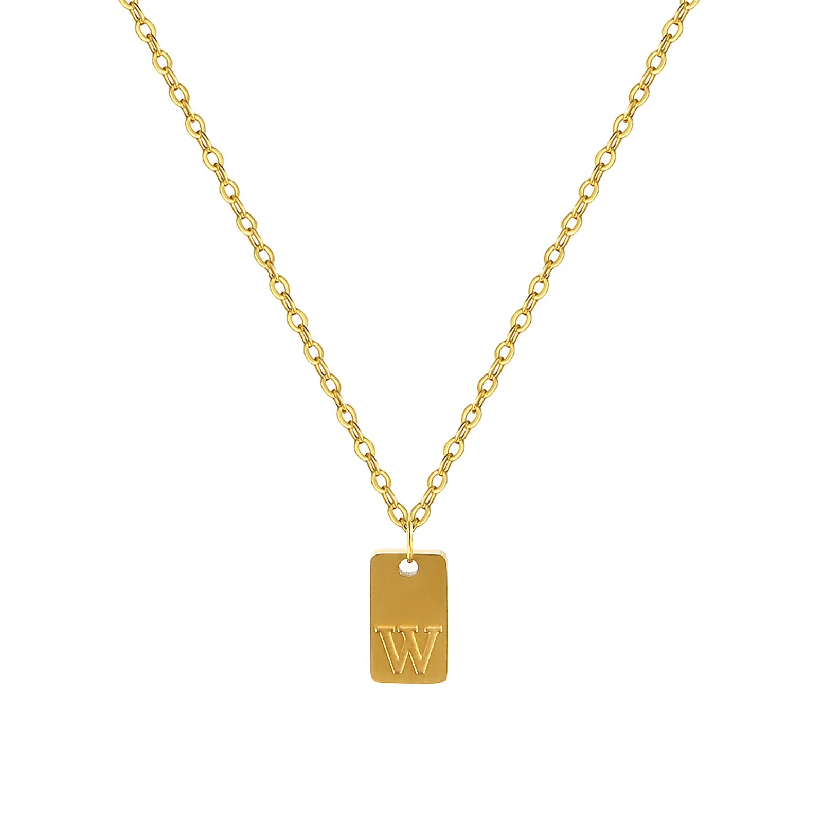 Exquisite Necklace 18K Gold Plated 304 Stainless Steel Capital Alphabet Initial Letter Message " A-Z " Pendant Necklace Unisex