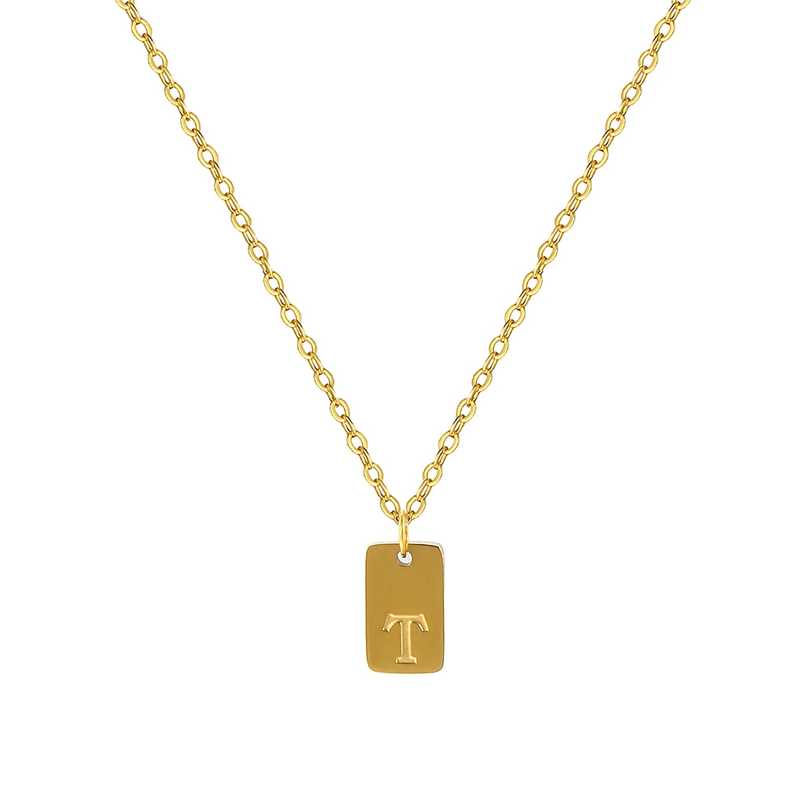Exquisite Necklace 18K Gold Plated 304 Stainless Steel Capital Alphabet Initial Letter Message " A-Z " Pendant Necklace Unisex