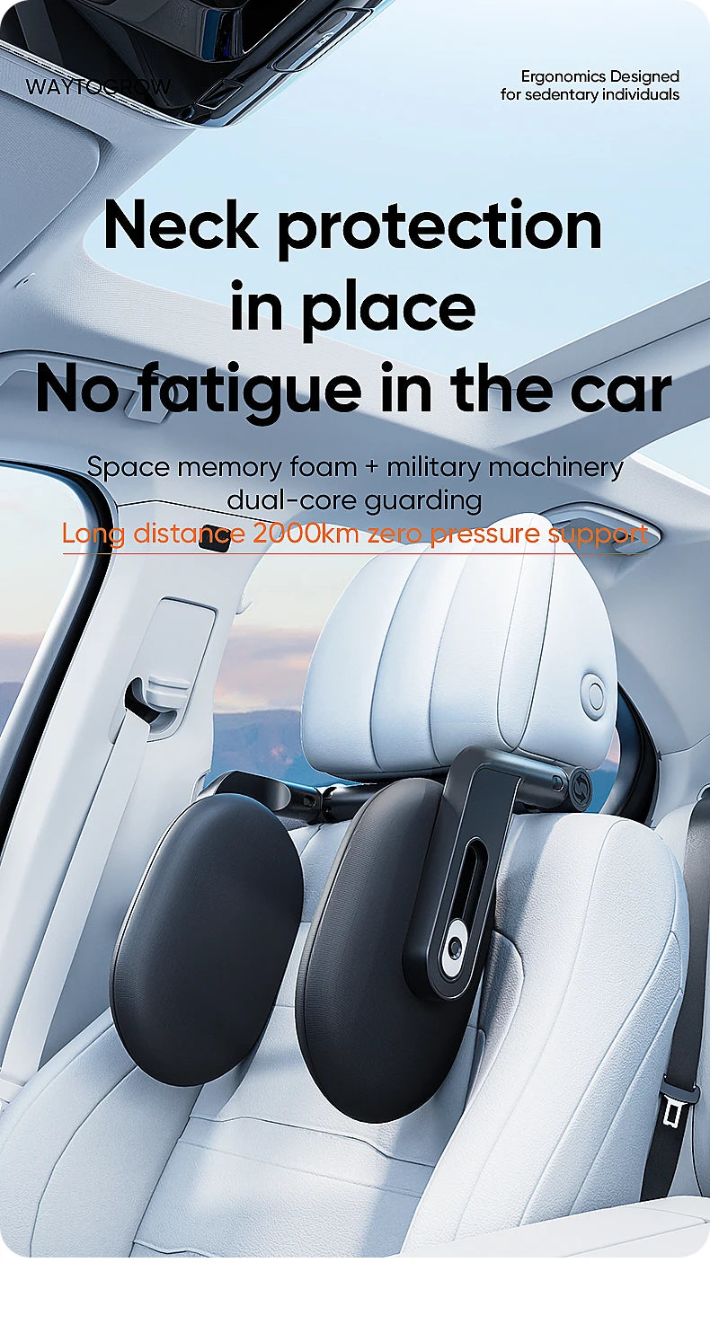 6-Way Adjustable Thickened Memory Foam Car Headrest Neck Pillow, Travel Car Sleeping,Suitable for Kids and Adults