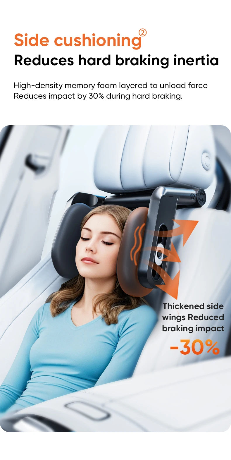 6-Way Adjustable Thickened Memory Foam Car Headrest Neck Pillow, Travel Car Sleeping,Suitable for Kids and Adults