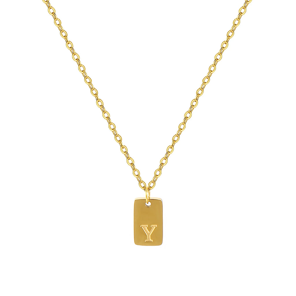 Exquisite Necklace 18K Gold Plated 304 Stainless Steel Capital Alphabet Initial Letter Message " A-Z " Pendant Necklace Unisex