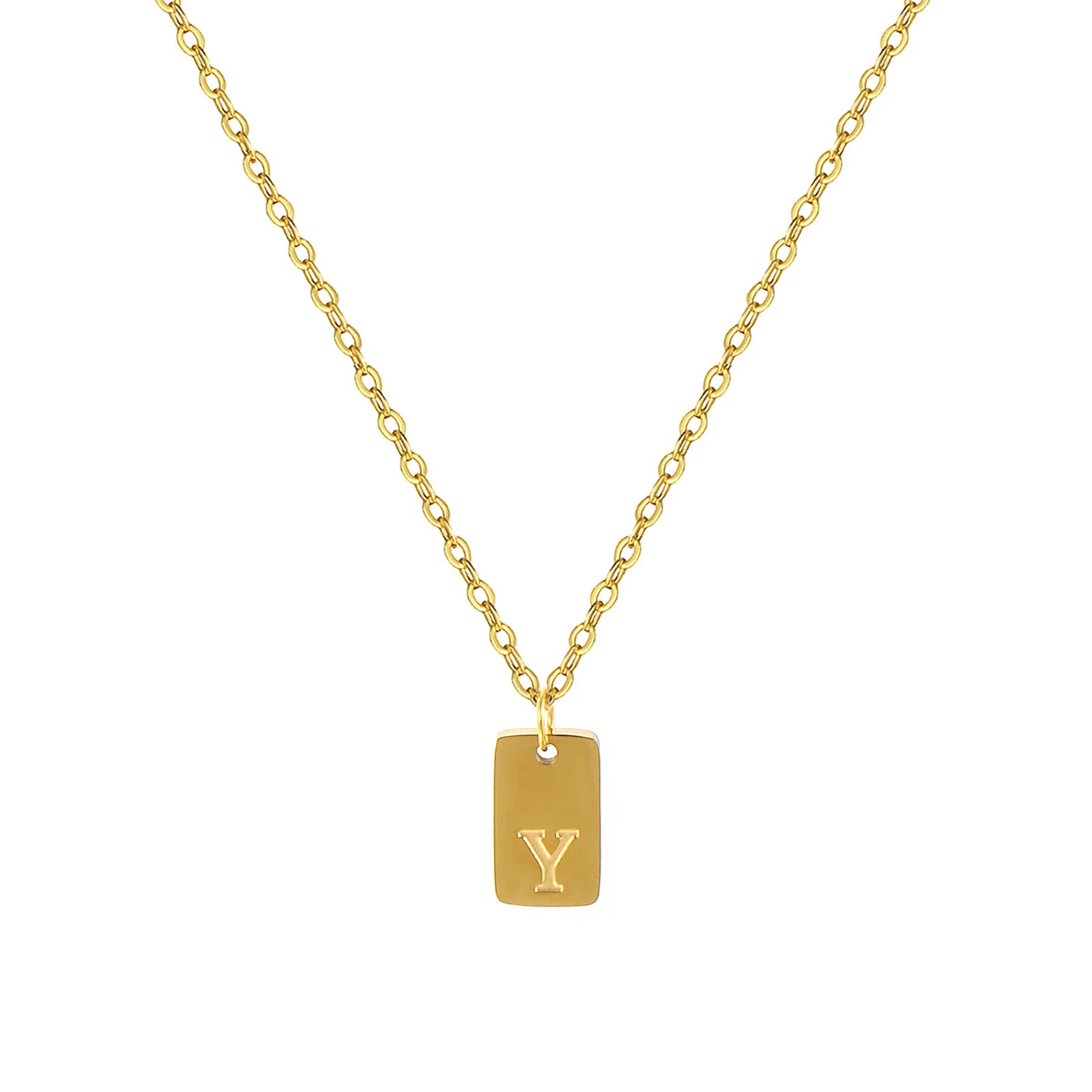 Exquisite Necklace 18K Gold Plated 304 Stainless Steel Capital Alphabet Initial Letter Message " A-Z " Pendant Necklace Unisex