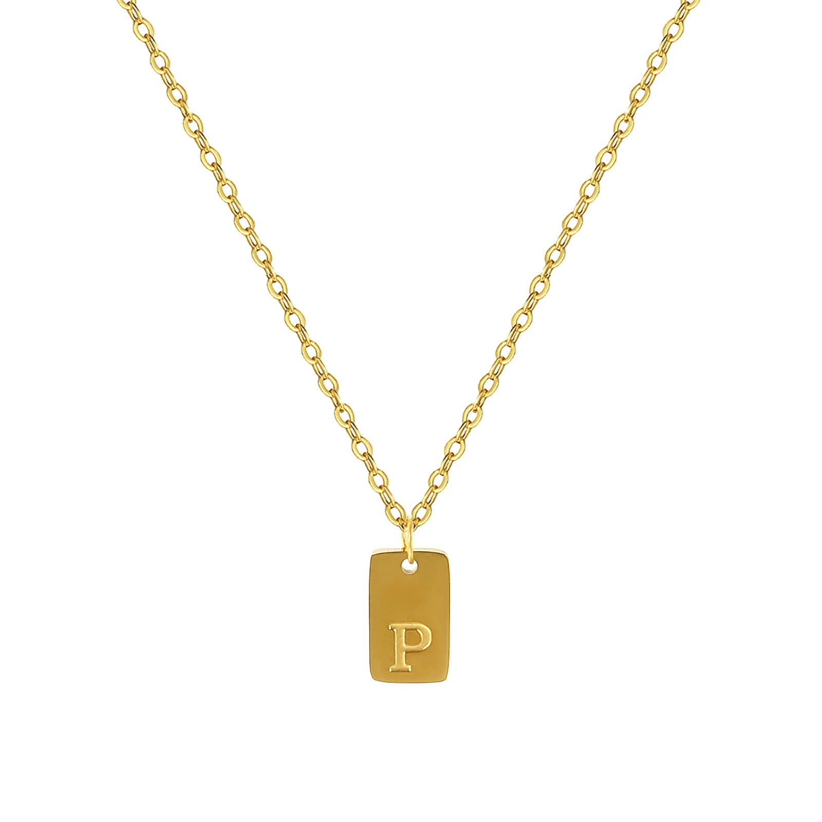 Exquisite Necklace 18K Gold Plated 304 Stainless Steel Capital Alphabet Initial Letter Message " A-Z " Pendant Necklace Unisex