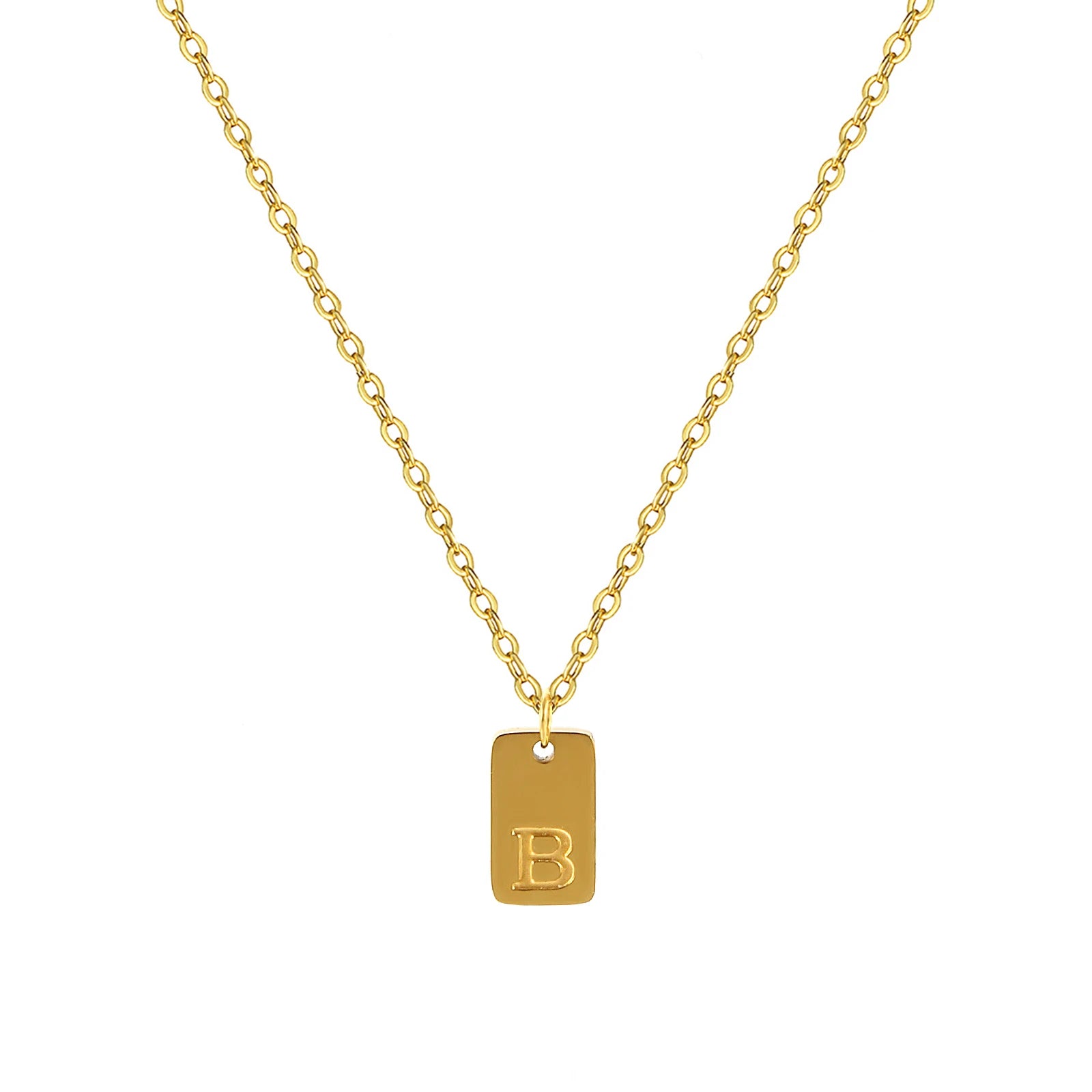 Exquisite Necklace 18K Gold Plated 304 Stainless Steel Capital Alphabet Initial Letter Message " A-Z " Pendant Necklace Unisex