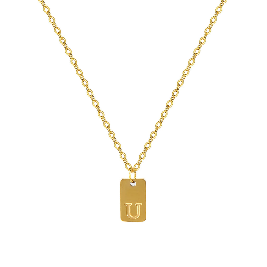 Exquisite Necklace 18K Gold Plated 304 Stainless Steel Capital Alphabet Initial Letter Message " A-Z " Pendant Necklace Unisex