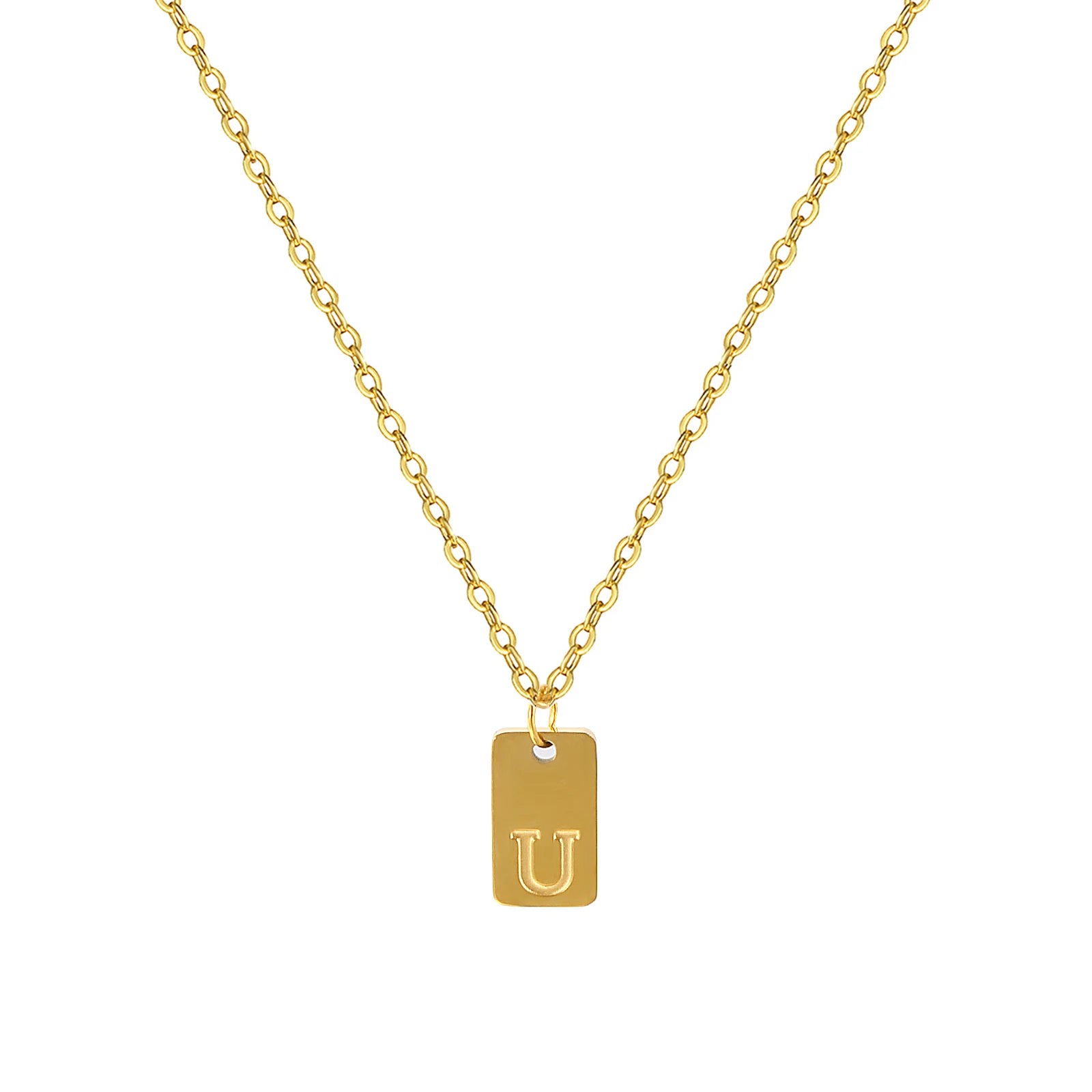 Exquisite Necklace 18K Gold Plated 304 Stainless Steel Capital Alphabet Initial Letter Message " A-Z " Pendant Necklace Unisex