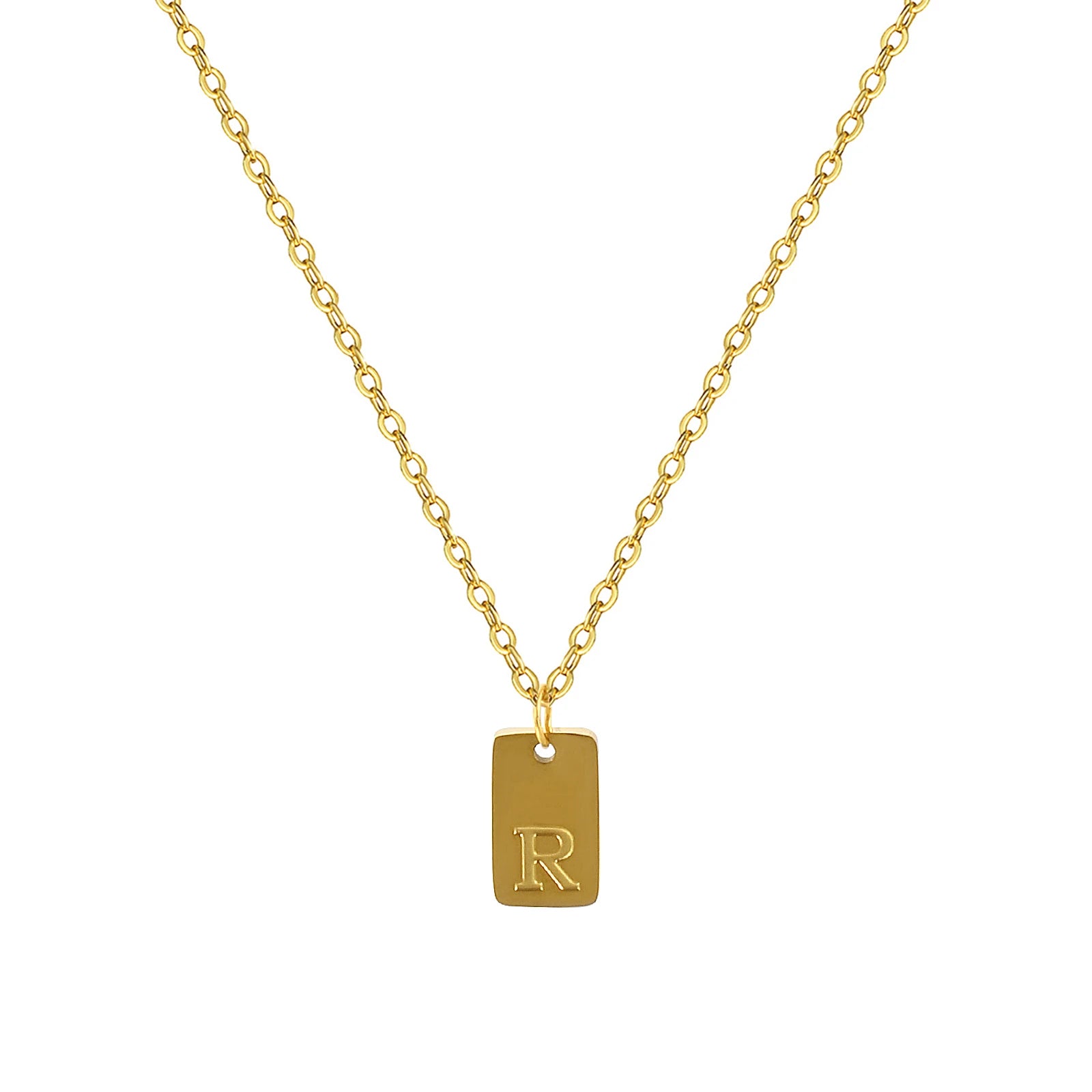Exquisite Necklace 18K Gold Plated 304 Stainless Steel Capital Alphabet Initial Letter Message " A-Z " Pendant Necklace Unisex