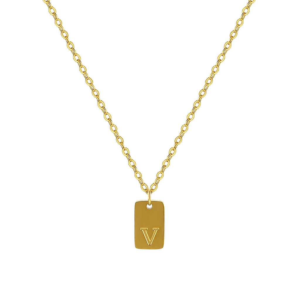 Exquisite Necklace 18K Gold Plated 304 Stainless Steel Capital Alphabet Initial Letter Message " A-Z " Pendant Necklace Unisex