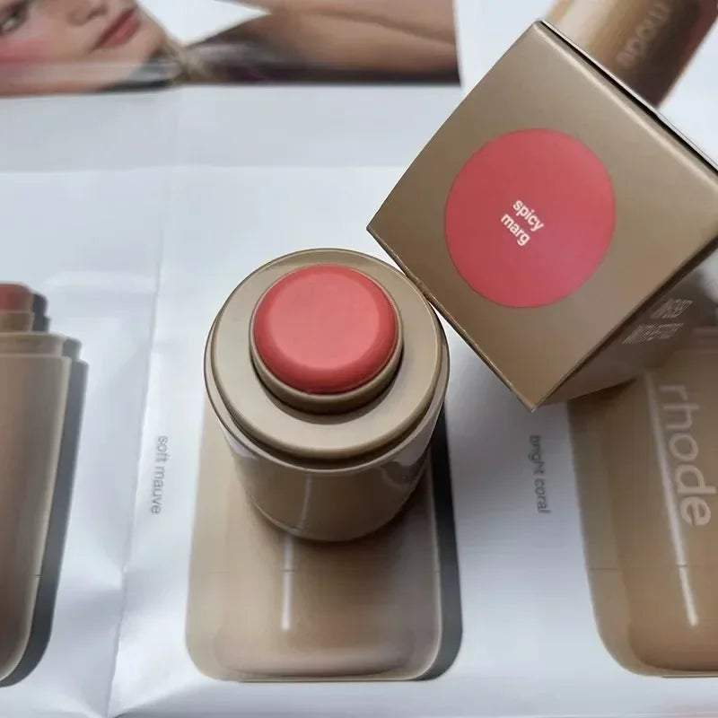 Rhod Pocket Blush LIP Stick Lip And Cheek Hydrating Stick Natural Rouge Powder Blush Cream Lipstick Cheek Easy To Apply Color