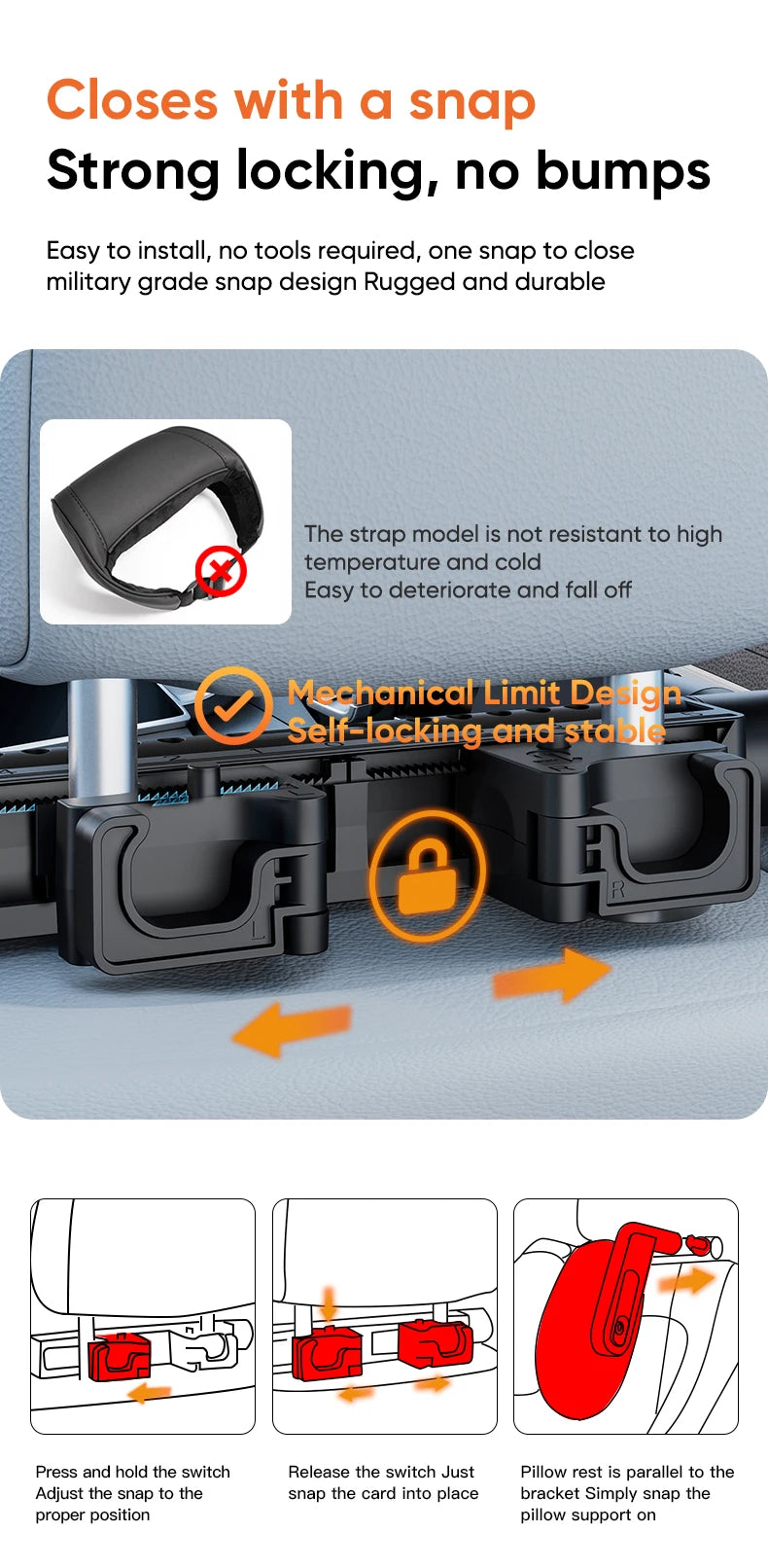 6-Way Adjustable Thickened Memory Foam Car Headrest Neck Pillow, Travel Car Sleeping,Suitable for Kids and Adults