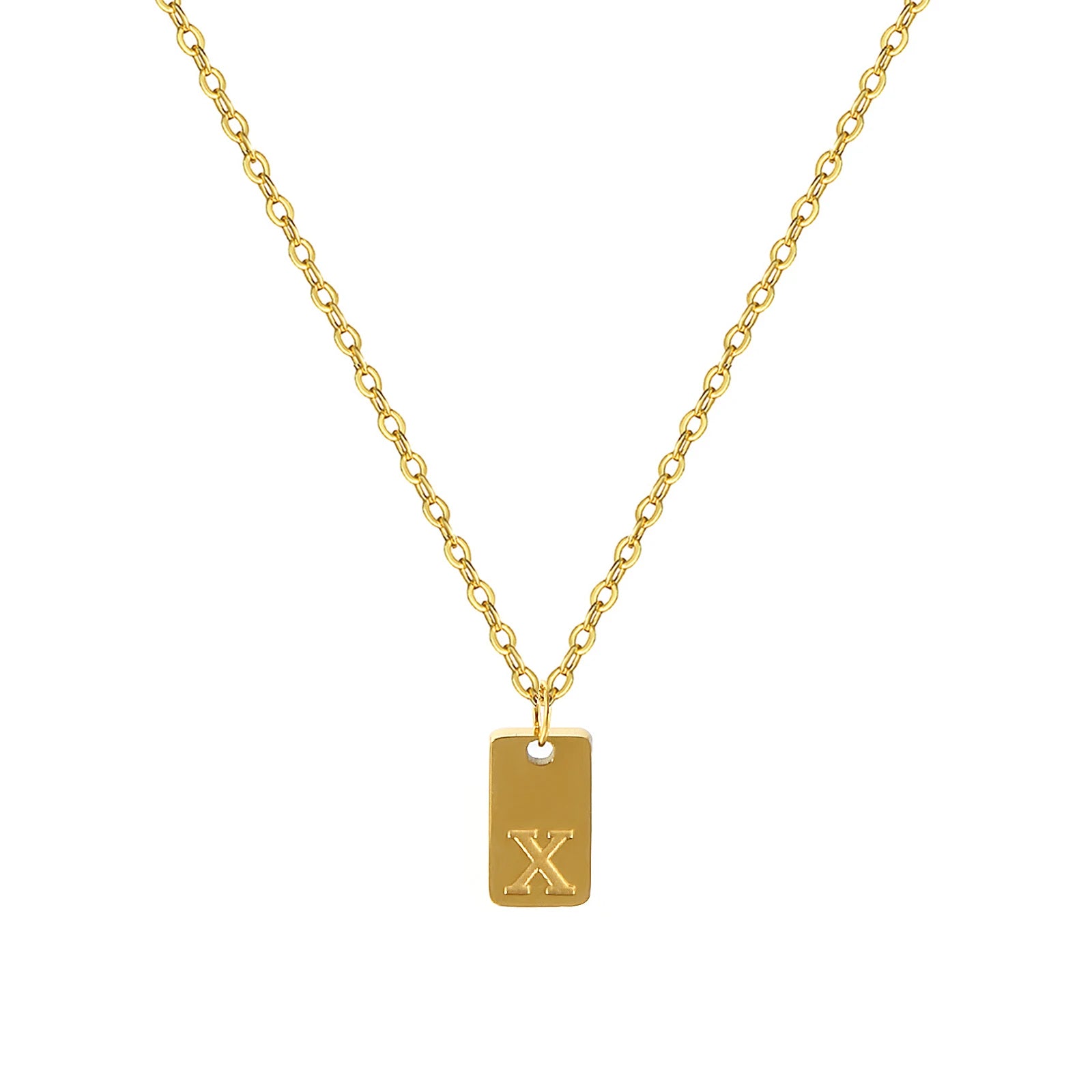 Exquisite Necklace 18K Gold Plated 304 Stainless Steel Capital Alphabet Initial Letter Message " A-Z " Pendant Necklace Unisex