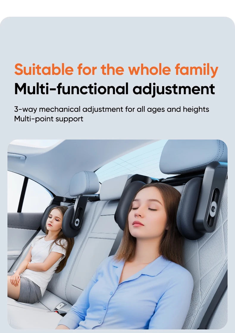 6-Way Adjustable Thickened Memory Foam Car Headrest Neck Pillow, Travel Car Sleeping,Suitable for Kids and Adults